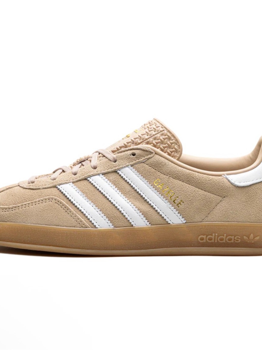 adidas Beige Suede Sneakers with White Stripes